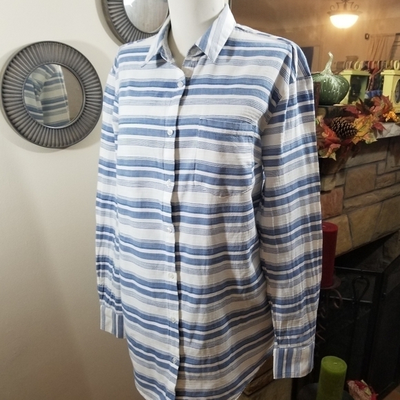 A New Day sz med shirt-tunic blue white stripe - Picture 1 of 9
